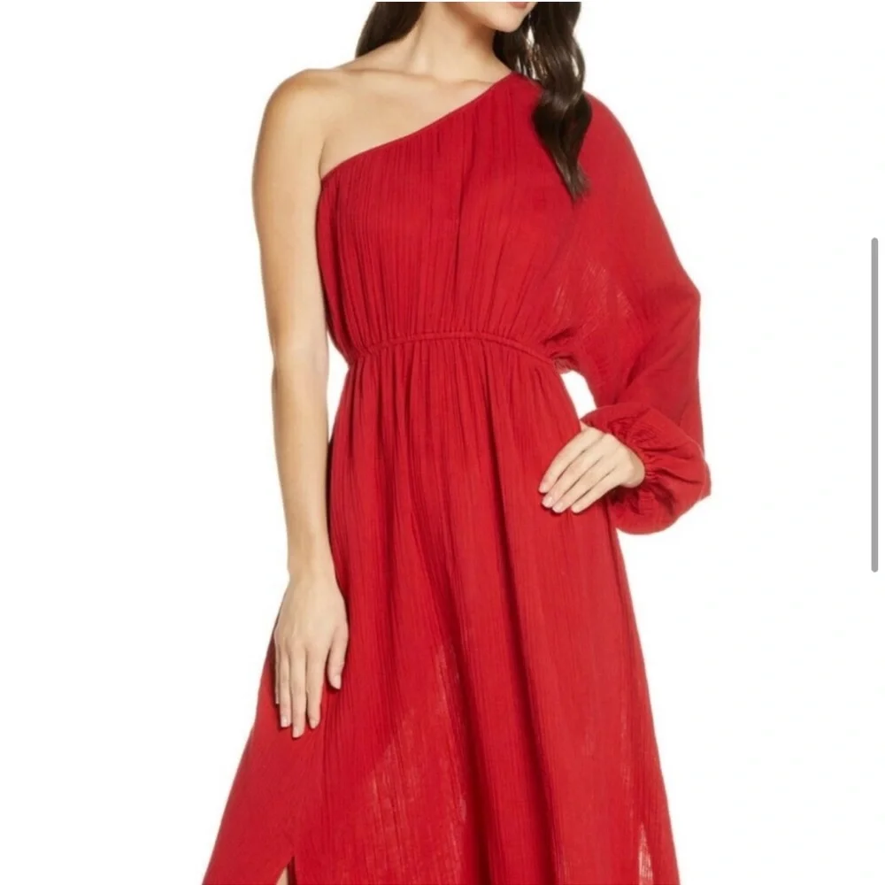 Red Carter Red One-Shoulder Gauzey Maxi Dress NWT - Picture 5 of 10